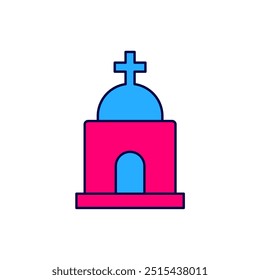 Esquema lleno Icono de cripta antigua aislado sobre fondo blanco. Símbolo del cementerio. Osario o cripta para entierro de difuntos.  Vector