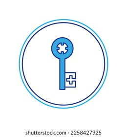 Esquema relleno Icono de clave antigua aislado en fondo blanco.  Vector