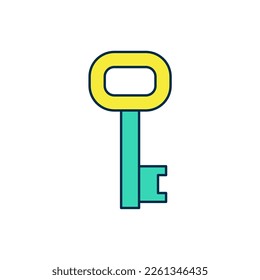 Filled outline Old key icon isolated on white background.  Vector