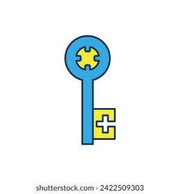 Filled outline Old key icon isolated on white background.  Vector