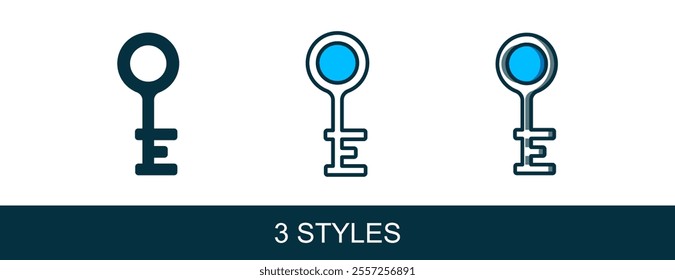 Filled outline Old key icon isolated on white background.  Vector