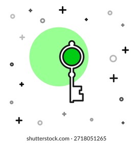 Esquema lleno Icono de la llave vieja aislado en el fondo blanco.  Vector