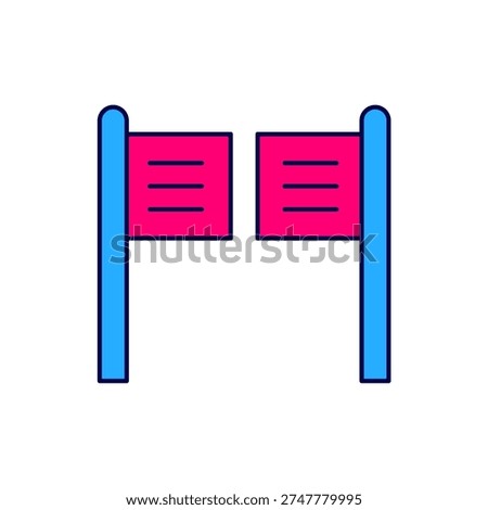 Filled outline Old western swinging saloon door icon isolated on white background.  Vector
