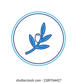 Filled outline Olives branch icon isolated on white background.  Vector