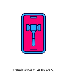 Contorno preenchido ícone de leilão on-line isolado no fundo branco. Sinal de oferta. Licitação em leilão. Venda e compradores.  Vetor