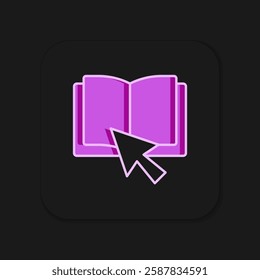 Filled outline Online book icon isolated on black background. Internet education concept, e-learning resources, distant online courses. Flat filled outline style with shadow. Vector