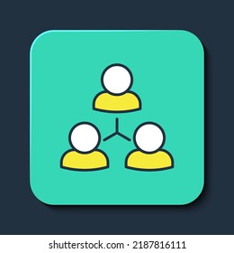 Filled outline Online class icon isolated on blue background. Online education concept. Turquoise square button. Vector