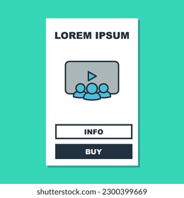 Umriss Online-Klassensymbol einzeln auf türkisem Hintergrund. Online-Bildungskonzept.  Vektorgrafik