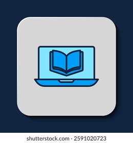 Filled outline Online class icon isolated on blue background. Online education concept.  Vector