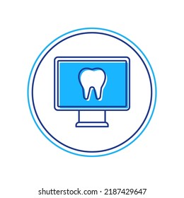 Filled outline Online dental care icon isolated on white background. Dental service information call center.  Vector