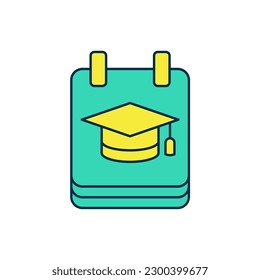 Filled outline Online education and graduation icon isolated on white background. Online teacher on monitor. Webinar and video seminar learning.  Vector
