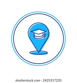 Filled outline Online education and graduation icon isolated on white background. Online teacher on monitor. Webinar and video seminar learning.  Vector