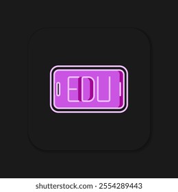 Filled outline Online education and graduation icon isolated on black background. Online teacher on monitor. Webinar and video seminar learning. Flat filled outline style with shadow. Vector