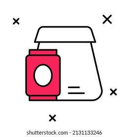 Filled outline Online ordering and fast food delivery icon isolated on white background.  Vector