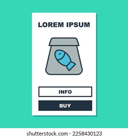 Filled outline Online ordering and fast food delivery with fish icon isolated on turquoise background.  Vector