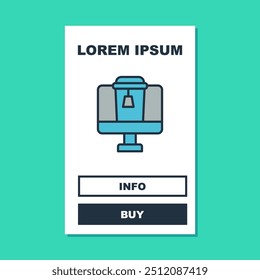 Filled outline Online ordering and fast food delivery icon isolated on turquoise background.  Vector