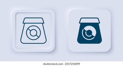 Filled and outline Online ordering and fast food delivery icon isolated on grey background. Square button. Vector