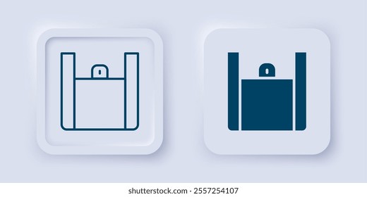 Filled and outline Online ordering and fast food delivery icon isolated on grey background. Square button. Vector