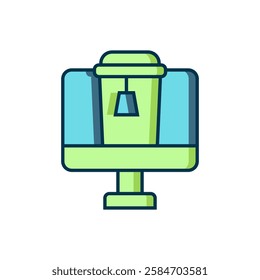 Filled outline Online ordering and fast food delivery icon isolated on white background. Flat filled outline style with shadow. Vector