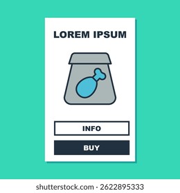 Filled outline Online ordering and fast food delivery with meal icon isolated on turquoise background.  Vector