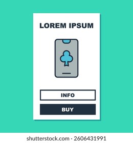 Filled outline Online poker table game icon isolated on turquoise background. Online casino.  Vector
