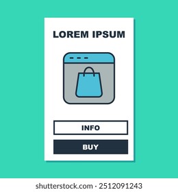 Filled outline Online shopping on screen icon isolated on turquoise background. Concept e-commerce, e-business, online business marketing.  Vector