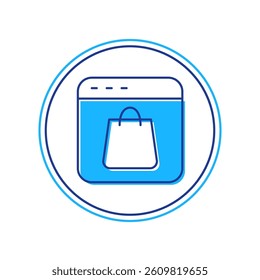 Filled outline Online shopping on screen icon isolated on white background. Concept e-commerce, e-business, online business marketing.  Vector
