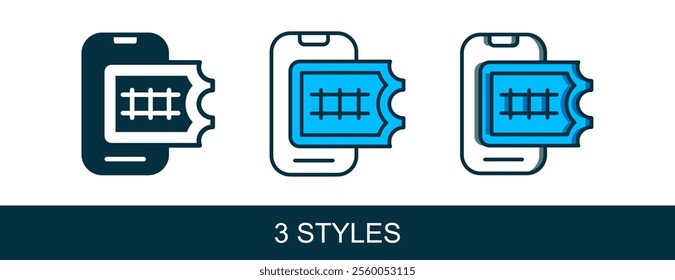 Filled outline Online ticket booking and buying app interface icon isolated on white background. E-tickets ordering. Electronic train ticket on screen.  Vector