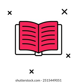 Filled outline Open book icon isolated on white background.  Vector