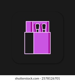 Filled outline Open matchbox and matches icon isolated on black background. Flat filled outline style with shadow. Vector
