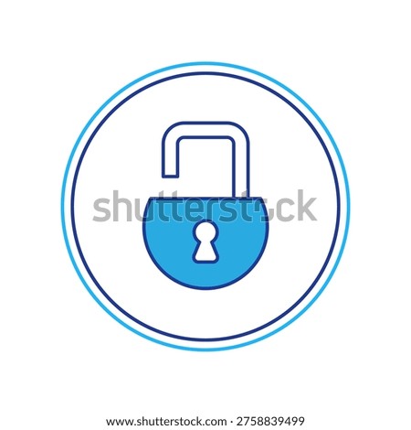 Filled outline Open padlock icon isolated on white background. Opened lock sign. Cyber security concept. Digital data protection.  Vector