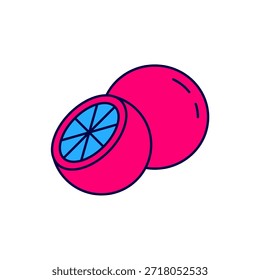 Esquema lleno icono de fruta naranja aislado sobre fondo blanco.  Vector