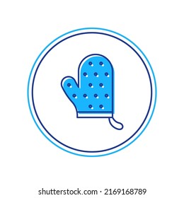 Filled outline Oven glove icon isolated on white background. Kitchen potholder sign. Cooking glove.  Vector