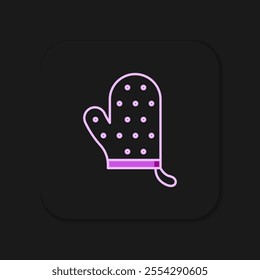 Filled outline Oven glove icon isolated on black background. Kitchen potholder sign. Cooking glove. Flat filled outline style with shadow. Vector