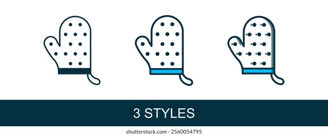 Filled outline Oven glove icon isolated on white background. Kitchen potholder sign. Cooking glove.  Vector