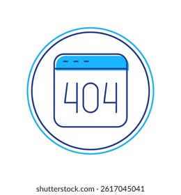Filled outline Page with a 404 error icon isolated on white background. Template reports that the page is not found.  Vector