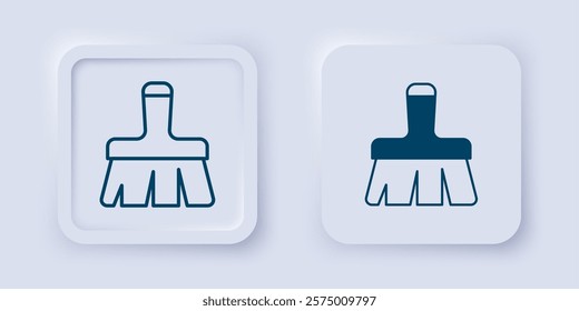 Filled and outline Paint brush icon isolated on grey background. Square button. Vector