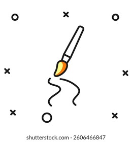 Filled outline Paint brush icon isolated on white background. Flat filled outline style with shadow. Vector