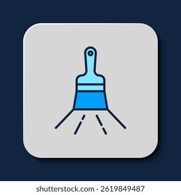 Filled outline Paint brush icon isolated on blue background.  Vector