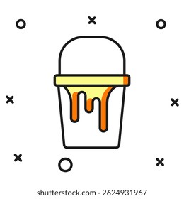 Filled outline Paint bucket icon isolated on white background. Flat filled outline style with shadow. Vector
