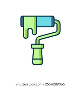 Filled outline Paint roller brush icon isolated on white background. Flat filled outline style with shadow. Vector