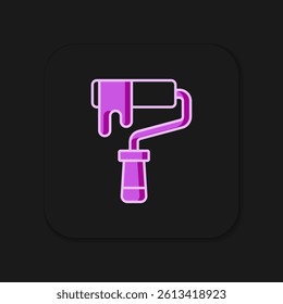 Filled outline Paint roller brush icon isolated on black background. Flat filled outline style with shadow. Vector