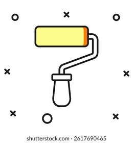 Filled outline Paint roller brush icon isolated on white background. Flat filled outline style with shadow. Vector