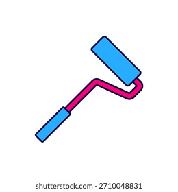 Filled outline Paint roller brush icon isolated on white background.  Vector