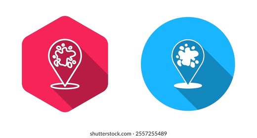 Filled and outline Paint spray icon isolated with long shadow background.  Vector
