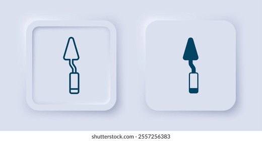 Filled and outline Palette knife icon isolated on grey background. Square button. Vector