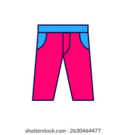Filled outline Pants icon isolated on white background. Trousers sign.  Vector