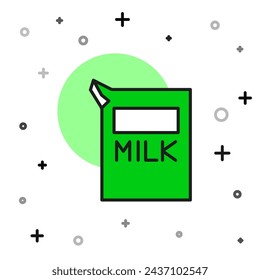 Filled outline Paper package for milk icon isolated on white background. Milk packet sign.  Vector