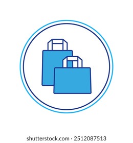 Filled outline Paper shopping bag icon isolated on white background. Package sign.  Vector