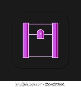Filled outline Paper shopping bag icon isolated on black background. Package sign. Flat filled outline style with shadow. Vector